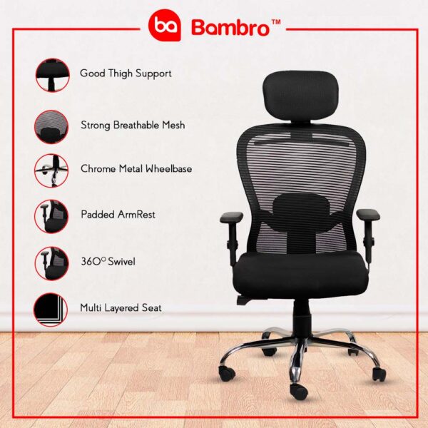 BAMBRO B018 OFFICE CHAIR WITH ADJUSTABLE ARMSET