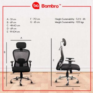 BAMBRO B018 OFFICE CHAIR WITH ADJUSTABLE ARMSET