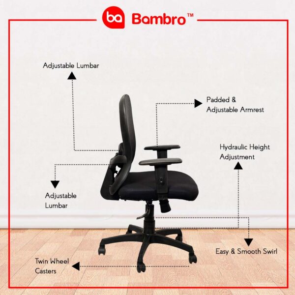 Bambro B019 Office Chair with Adjustable Armset