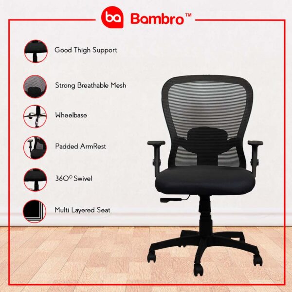 Bambro B019 Office Chair with Adjustable Armset