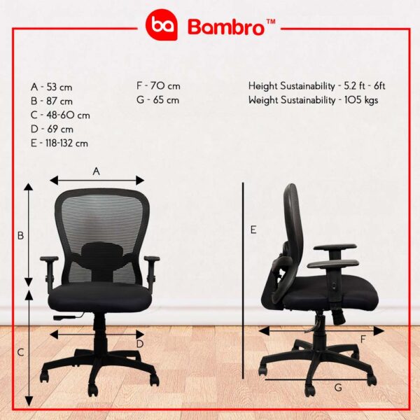Bambro B019 Office Chair with Adjustable Armset