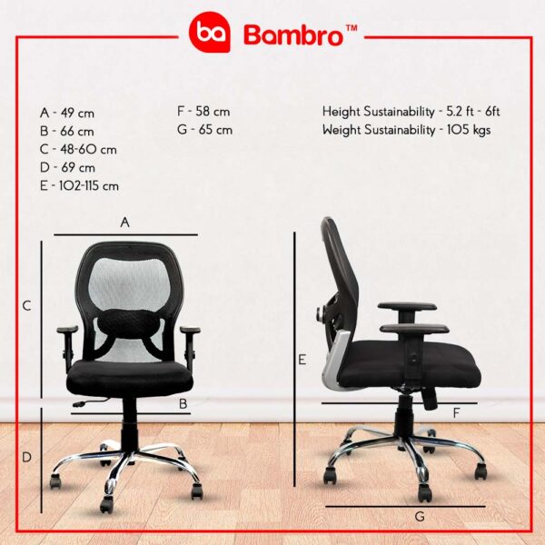 Bambro B022 Office Chair with fixed armset