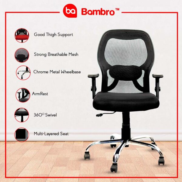 Bambro B022 Office Chair with fixed armset